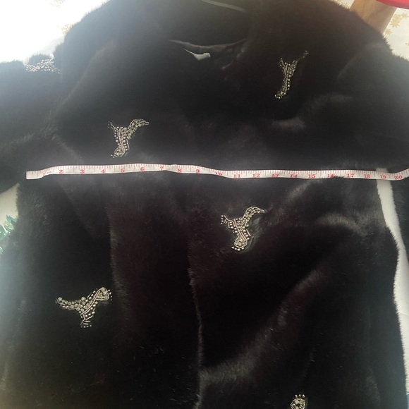 Zara black and diamanté faux fur coat - Picture 4 of 6